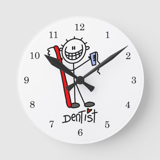 Basic Stick figur Dentist Rund Klocka (Framsida)