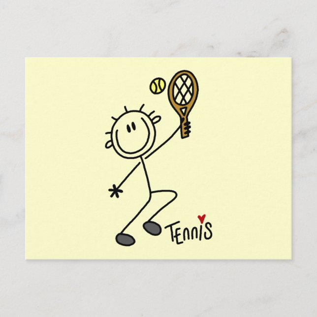 Basic Stick figur Tennis Tshirts och Gifts Vykort (Framsida)