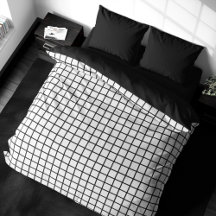 Basic Tiles White på Black Duvet Cover