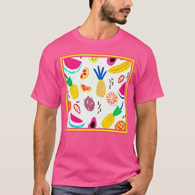 Basic Tropical Fruits Mönster Art. Köp nu T Shirt (Framsida)