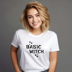 Basic Witch Black and White Star Halloween Women's T Shirt