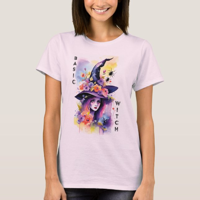 Basic Witch Funny Halloween-Blommigt T Shirt (Framsida)