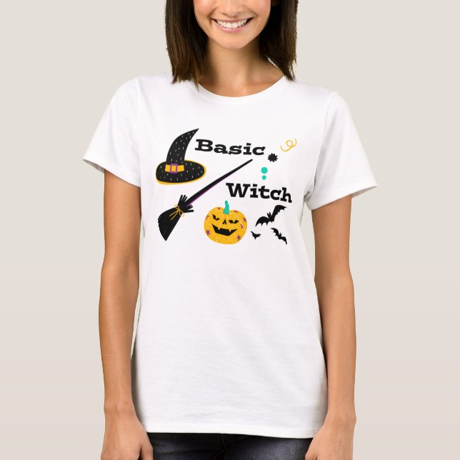 Basic Witch Funny Halloween T Shirt (Framsida)