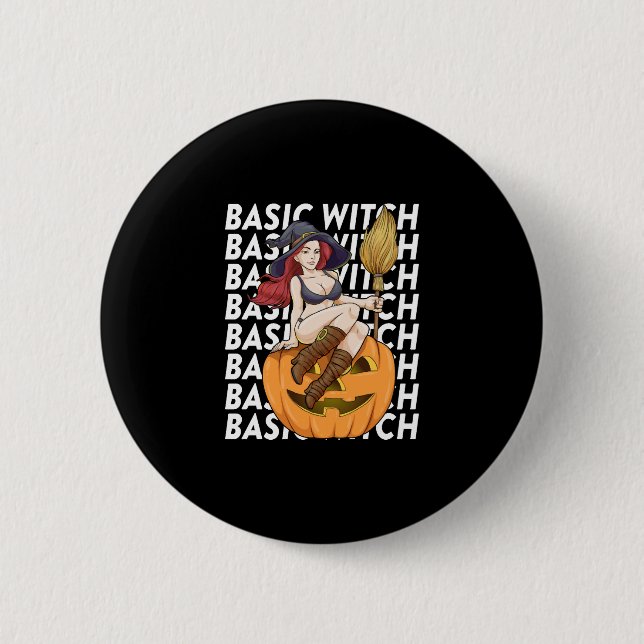 Basic Witch Halloween Costume Funny Sarcastic Knapp (Framsida)