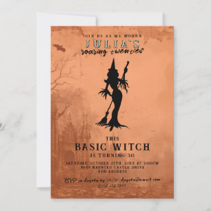 Basic Witch Modern Funny Halloween-Födelsedagsfest Inbjudningar