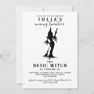Basic Witch Modern Funny Halloween-Födelsedagsfest Inbjudningar