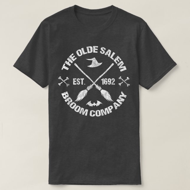 Basic Witch Olde Salem Broom Company Spell Hallowe T Shirt (Design framsida)