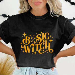 Basic Witch Orange Modern Womens Halloween T Shirt