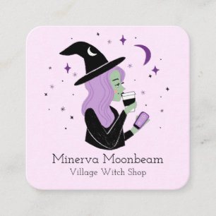 Basic Witch Pastel häxbutik Fyrkantigt Visitkort