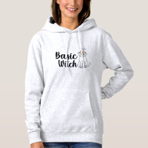 Basic Witch Rolig Katt Halloween Grafisk Hoodie T Shirt
