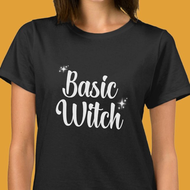 Basic Witch, svarta och vita stjärnor T Shirt (Skapare uppladdad)