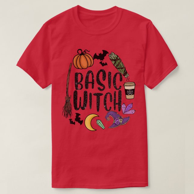 Basic Witch Witches Pumpkin Måne Witchcraft Ha T Shirt (Design framsida)