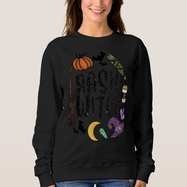 Basic Witch Witches Pumpkin Måne Witchcraft Ha T Shirt (Framsida)