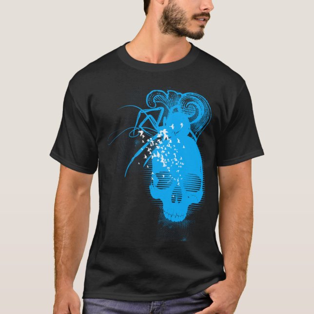 BasicBlk SpiderSkull (SkyBlue) Tee (Framsida)