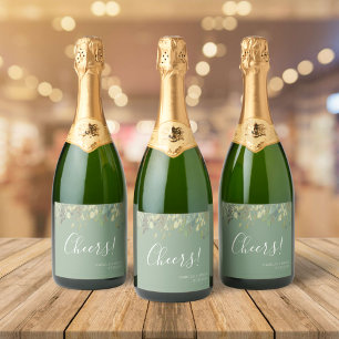 Basil & Eucalyptus Bröllop Sparkling Vin etikett