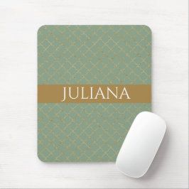Basil Green Gold Quatrefoil Personlig Musmatta