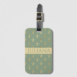 Basil Grönt och Guld Queen Bee Luggage Tag Bagagebricka