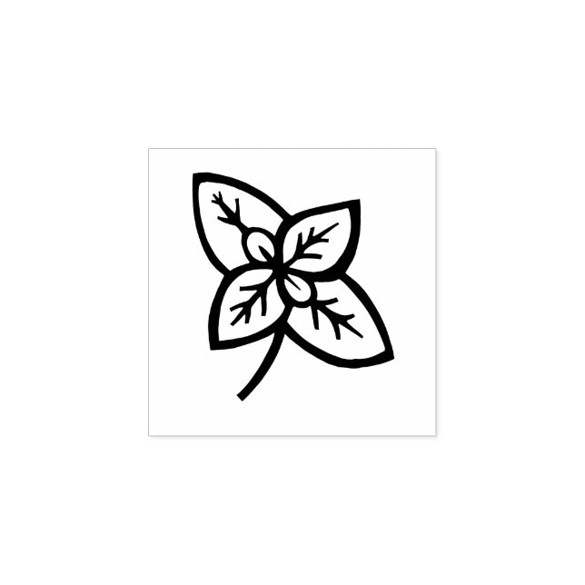 Basil Löv Herb  Vegetable Lino-cut Stämpel (Tryck)