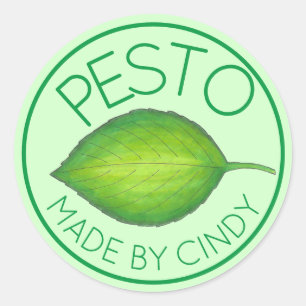 Basil Löv Homemade Food Pesto från köket Runt Klistermärke