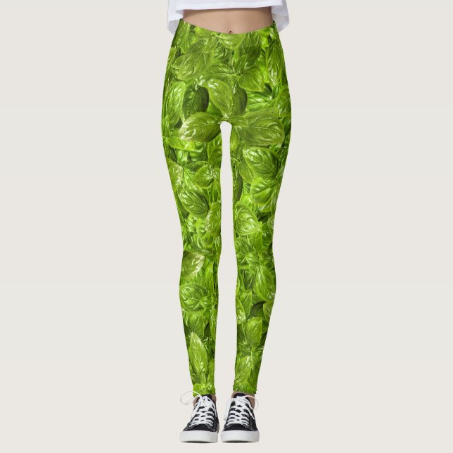 Basil Löv Mönster Leggings (Framsida)
