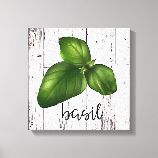 BASIL LÖV White Wood Rustic Farmhouse Kitchen Canvastryck (Framsida)