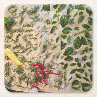 Basil och paprika underlägg papper kvadrat