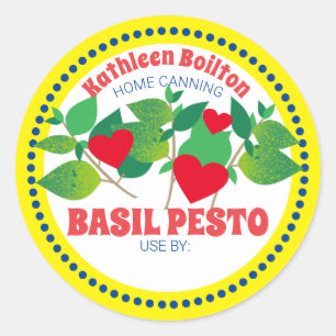 Basil pesto hearts italian home canning runt klistermärke