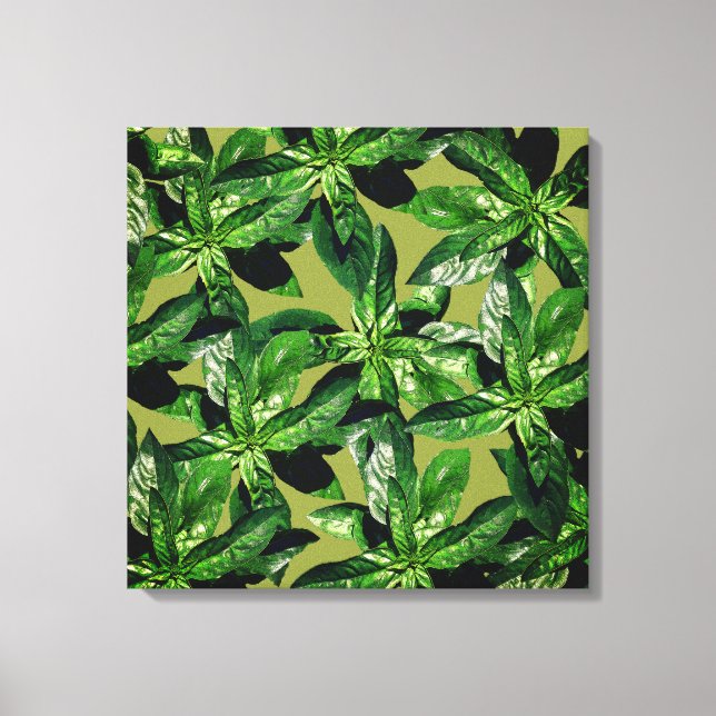 Basil Plant Photo Mönster Wrapped canvas (Framsida)