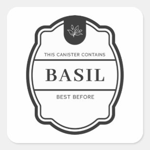 Basil Spice burk etiketter