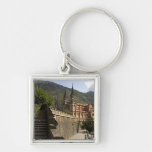 Basilica de Covadonga, nordvästra Spanien. Fyrkantig Silverfärgad Nyckelring