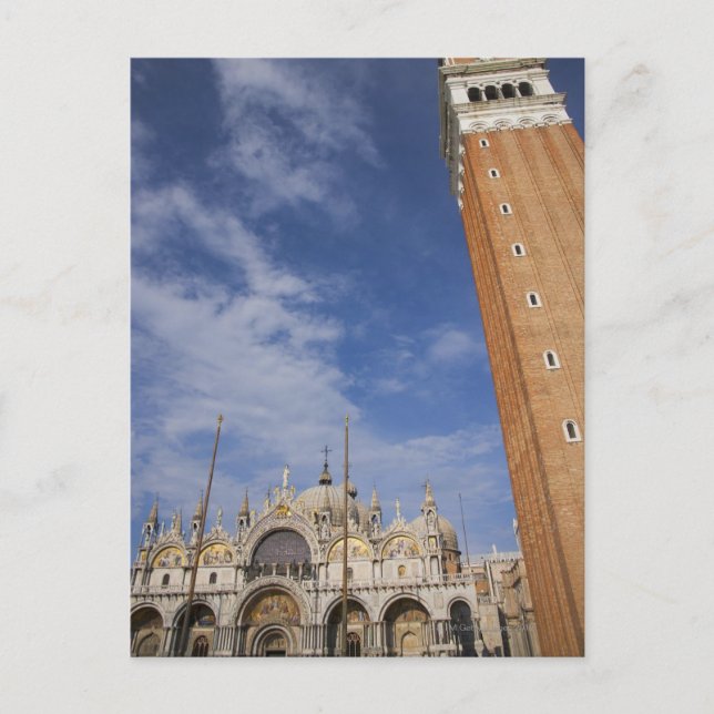 Basilica och Bell Torn St Mark's Square Venedig Vykort (Framsida)
