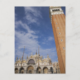 Basilica och Bell Torn St Mark's Square Venedig Vykort