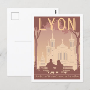 Basilica of Notre Dame Lyon Berömd Travel Ställe Vykort