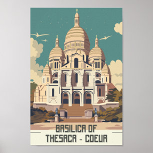 Basilica Thesaca Coeur Paris Travel Ställe Poster