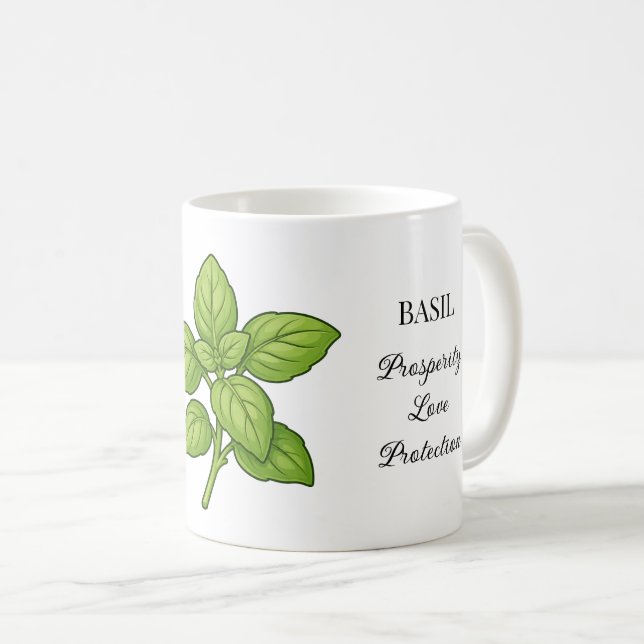 Basiliekörtillustration och användningsområden kaffemugg (Framsida höger)