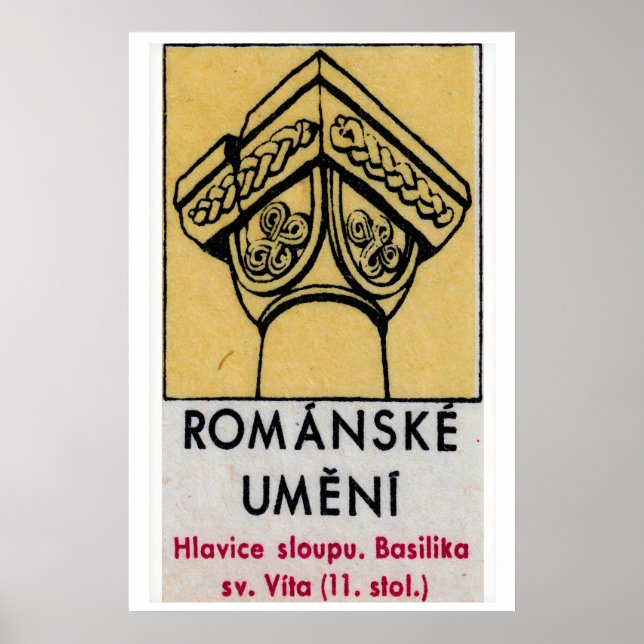 Basilika kolumn - Tändsticksask Tryck - Tjeckisk V (Framsidan)