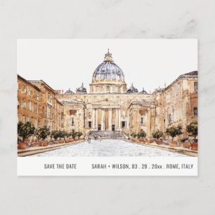 Basilika Rom Italien Akvarell Spara Datum Vykort