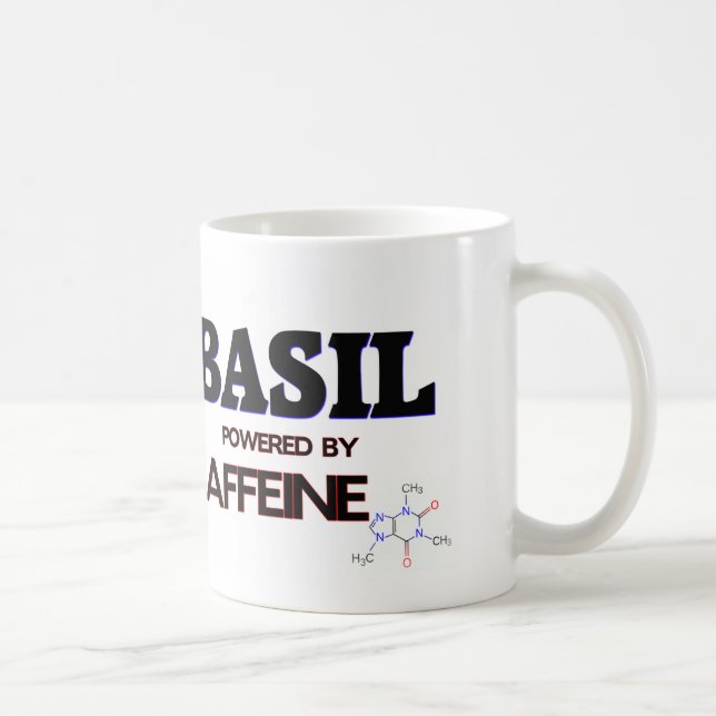 Basilika som drivas av koffein kaffemugg (Höger)