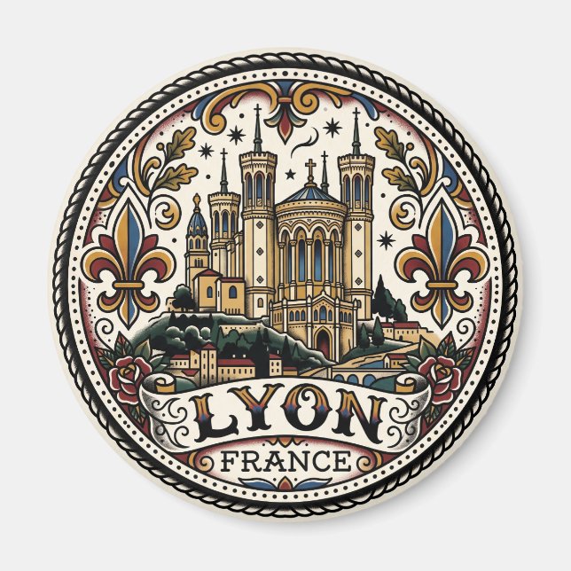 Basilikan Notre-Dame de Fourvière Frankrike Magnet (Framsidan)