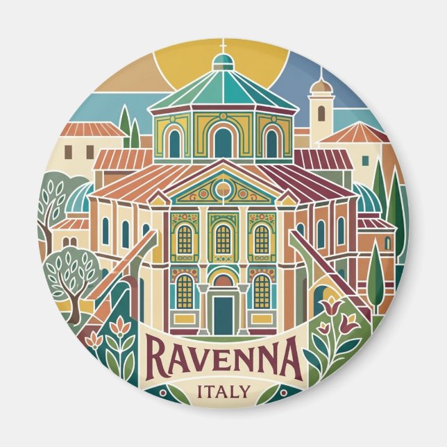 Basilikan San Vitale Italien Magnet (Framsidan)