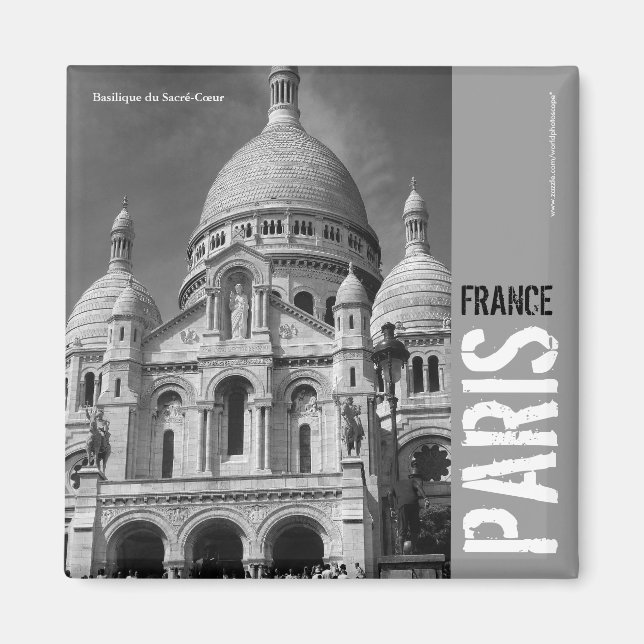 Basilique du Sacré-Coeur Paris Frankrike Square Ma Magnet (Framsidan)