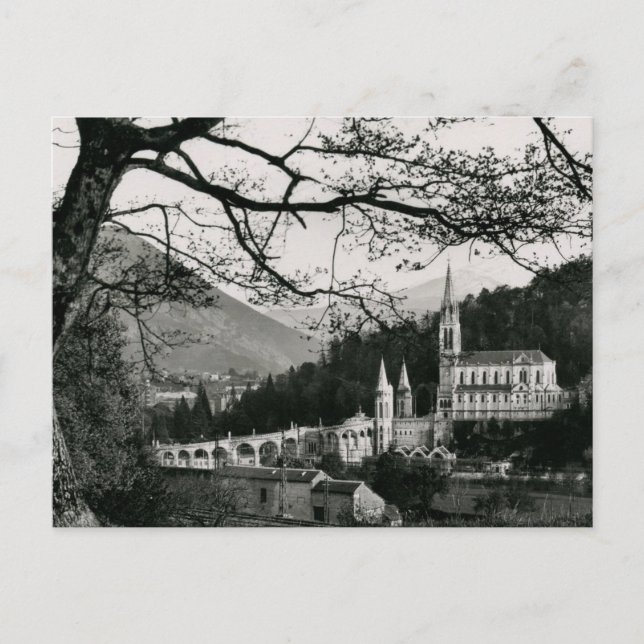 Basilique, Lourdes, Frankrike-Vintage Vykort (Framsida)