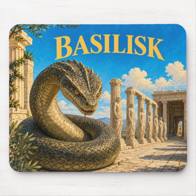 Basilisk, gotisk fantasimonster musmatta (Framsidan)