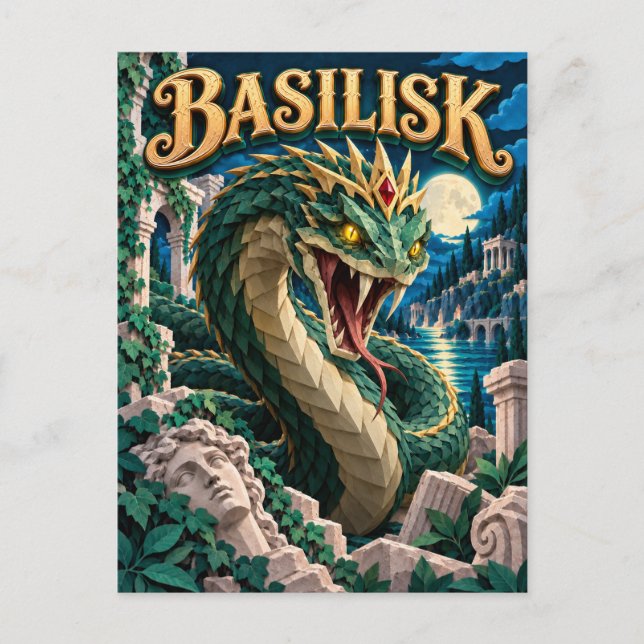 Basilisk, Pappersklippsmonster Vykort (Framsida)