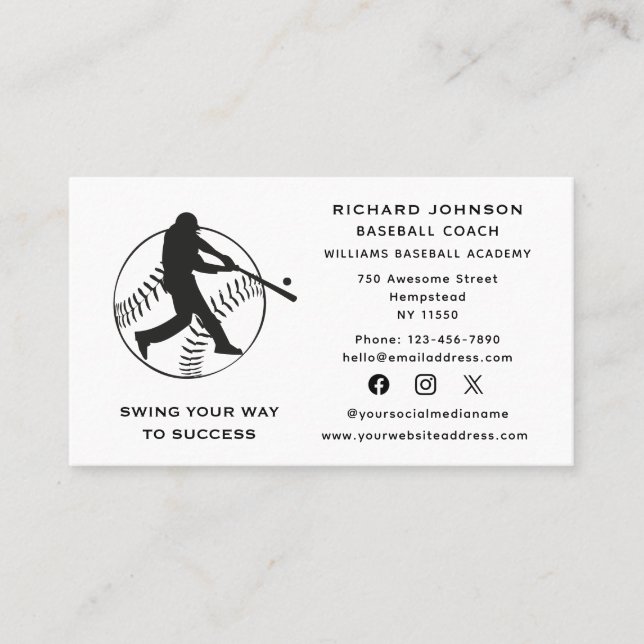 Baskburk Softball Instruktör Social Media Visitkort (Framsida)