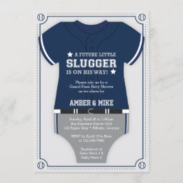 Baskeball Baby Shower-inbjudan, blått, Grått Inbjudningar