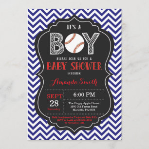 Baskeball Baby Shower-inbjudan Boy Blue Chevron Inbjudningar