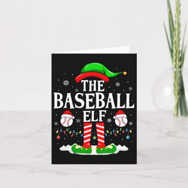 Baskeball Elf Funny Matching Julafton Baseball Chr Kort (Framsida)