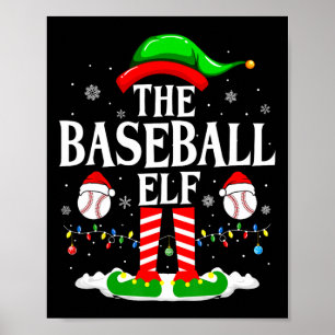 Baskeball Elf Funny Matching Julafton Baseball Chr Poster