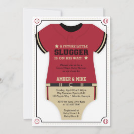 Baskeball Jersey Baby Shower-inbjudan, röd, svart Inbjudningar
